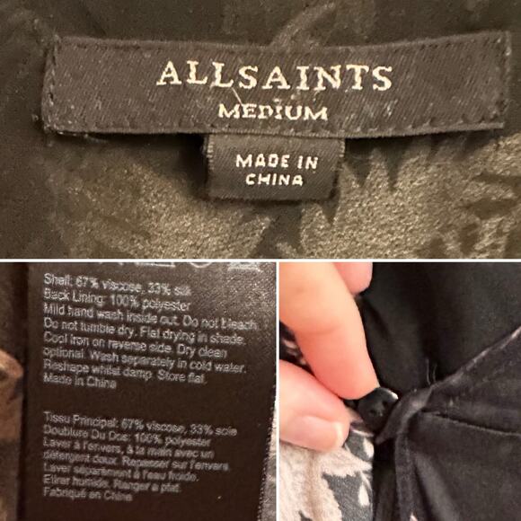 All Saints Tage Evolution Wrap Dress UK Medium US 6/8 Silk Butterfly Flower - Picture 8 of 11